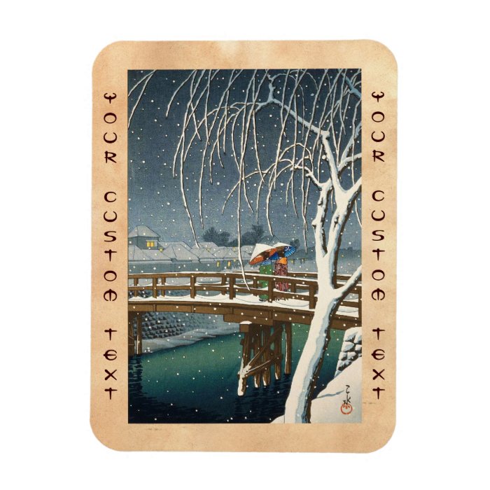 Late Snow Along Edo River hasui kawase winter art Rectangle Magnet