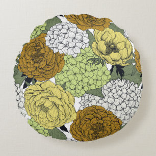 Late spring garden 2 round pillow