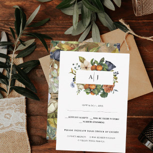 Late Summer Citrus Floral Botanical Wedding RSVP Announcement