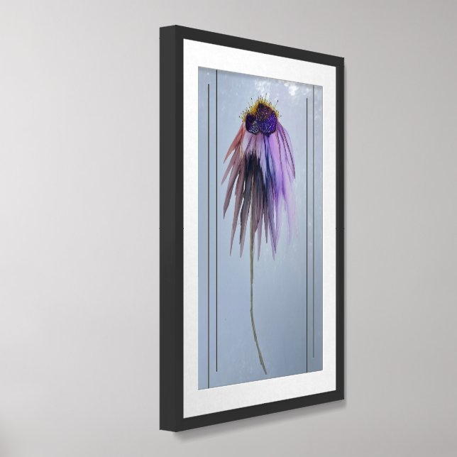 “Late Summer Cone Flower” 16 x24” Matted &  Framed Art (Framed Angled)