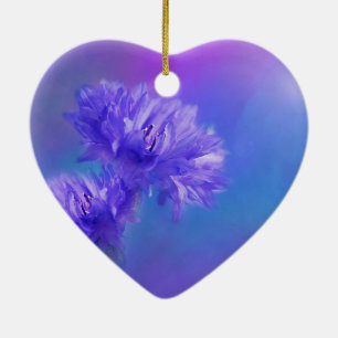 Late Summer Flower flora Blue Purple Cornflower Ceramic Ornament