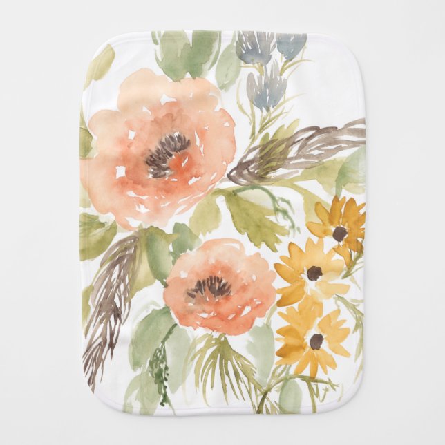Late Summer Flowers I Baby Burp Cloth (Front)