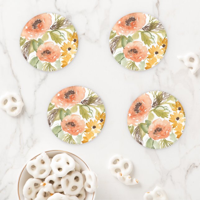 Late Summer Flowers I Coaster Set (In Situ)