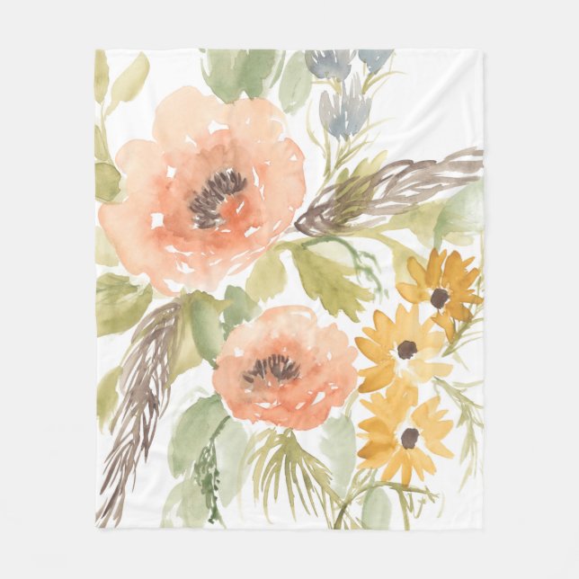 Late Summer Flowers I Fleece Blanket (Front)