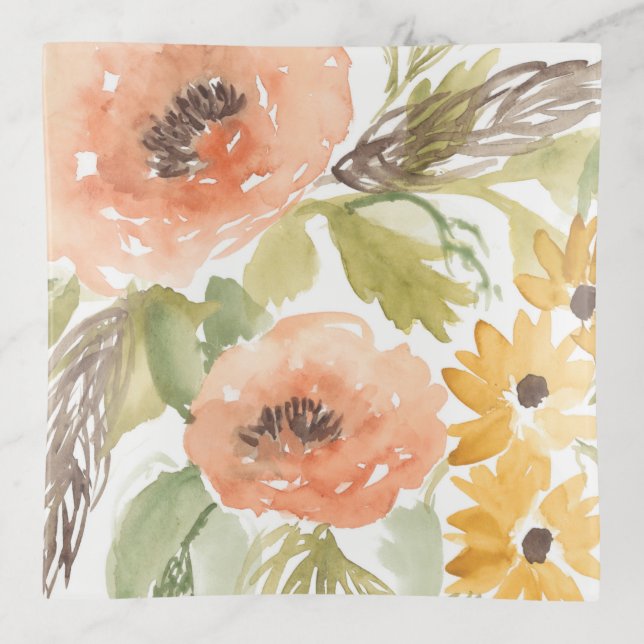 Late Summer Flowers I Trinket Tray (Front)