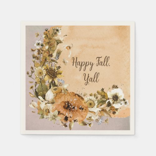 Late Summer Magic Mushroom and Flowers Napkins