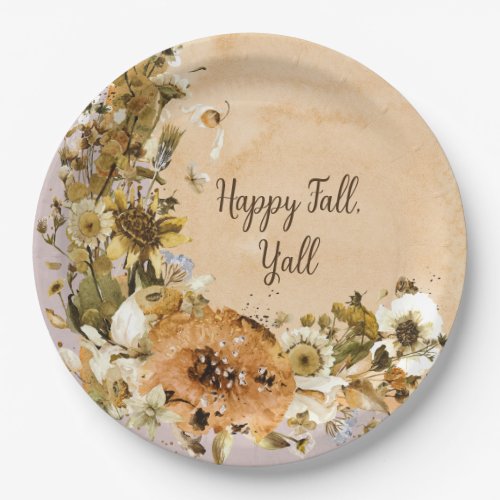 Late Summer Magic Mushroom and Flowers Paper Plate