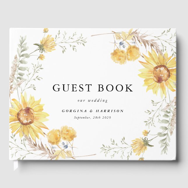 Late Summer Sunflower Wedding Guest Book (Front)