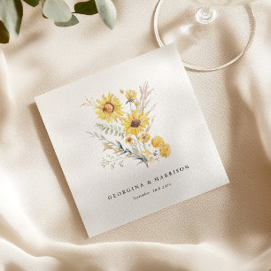 Late Summer Sunflower Wedding Napkins