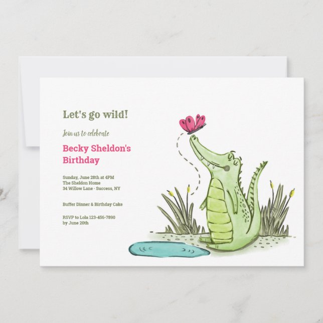 Later Alligator Birthday Party Invitation (Front)