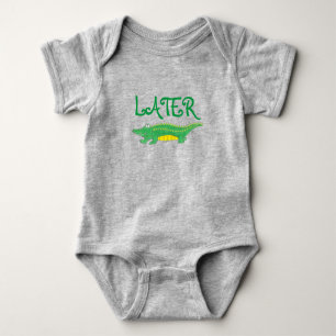 Later Gator Green Yellow Alligator Croc Crocodile Baby Bodysuit