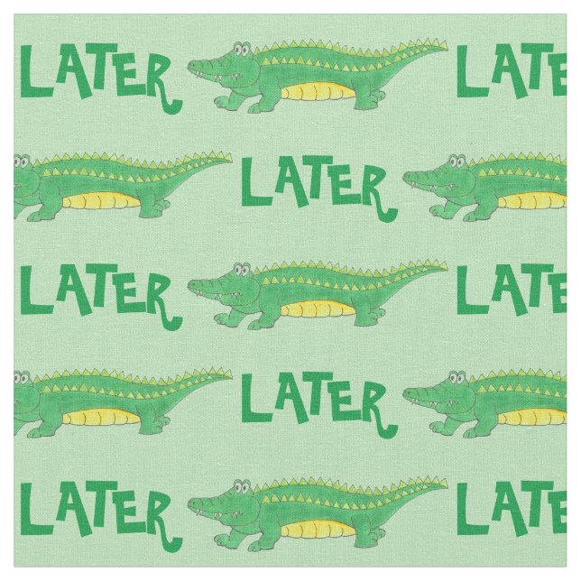 Later Gator Green Yellow Alligator Crocodile Croc Fabric (Close Up)
