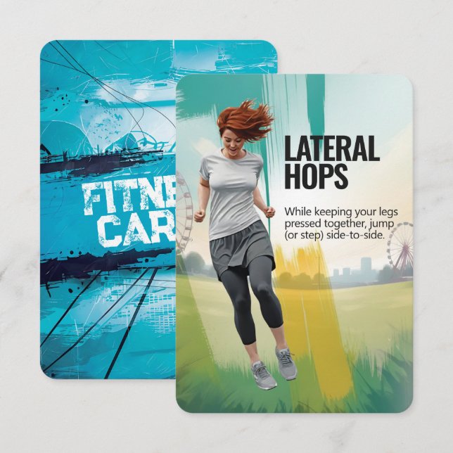 Lateral Hops Fitness Card with Blue Backing (Front/Back)