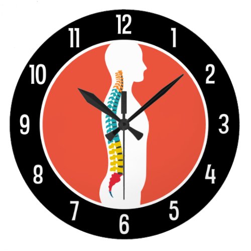 Lateral Spine on Silhouette Modern Chiropractor Large Clock