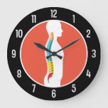 Lateral Spine On Silhouette Modern Chiropractor Large Clock at Zazzle
