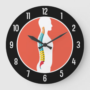 Lateral Spine on Silhouette Modern Chiropractor Large Clock