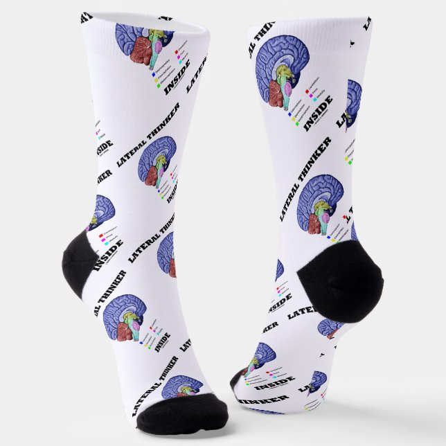 Lateral Thinker Inside Brain Geek Humor Socks (Angled)