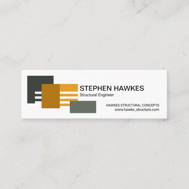 Lateral White Rebar Structural Building Blocks Mini Business Card (Front)