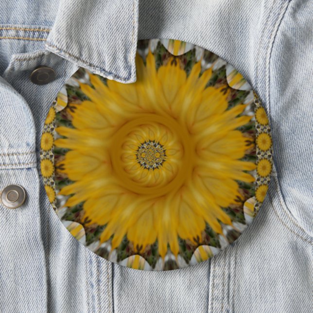 Latest African Traditional Sun Flower Art Print Button (In Situ)