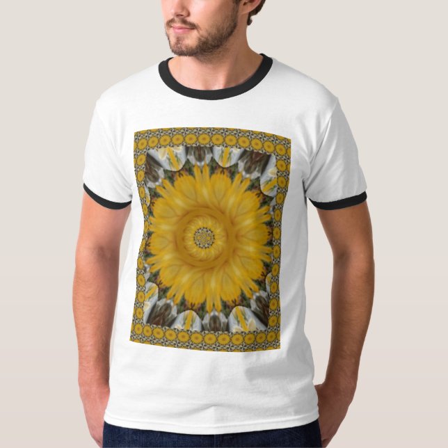 Latest African Traditional Sun Flower Art Print T-Shirt (Front)