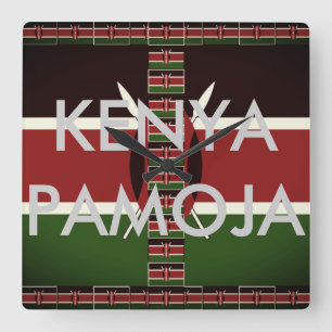 Latest Beautiful Kenya Pamoja Square Wall Clock