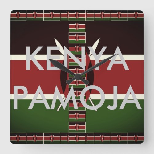 Latest Beautiful Kenya Pamoja  Square Wall Clock