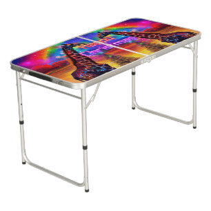Latest Christmas Colorful Rainbow Africa Giraffe Beer Pong Table
