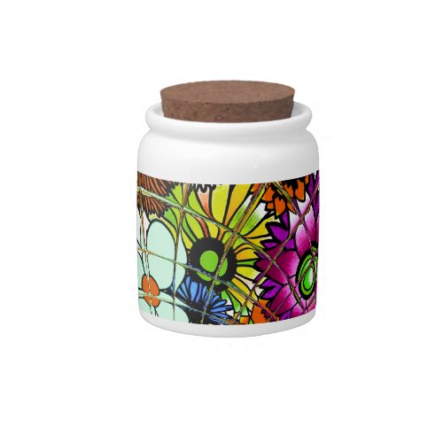 Latest colorful amazing floral pattern design art candy jar