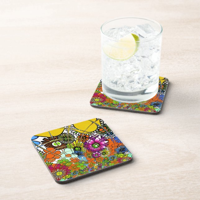 Latest Colorful Amazing Floral Pattern Design Art Coaster (Right Side)