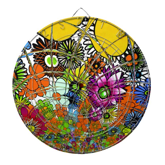 Latest Colorful Amazing Floral Pattern Design Art Dartboard (Front)