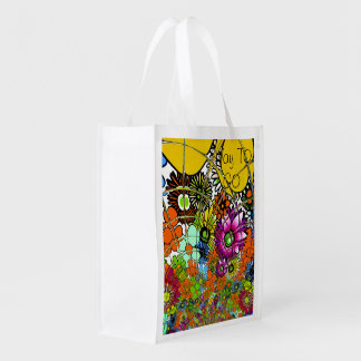 Latest Colorful Amazing Floral Pattern Design Art Grocery Bag