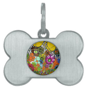 Latest Colorful Amazing Floral Pattern Design Art Pet Name Tag