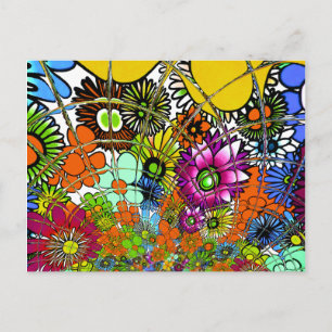 Latest Colorful Amazing Floral Pattern Design Art Postcard