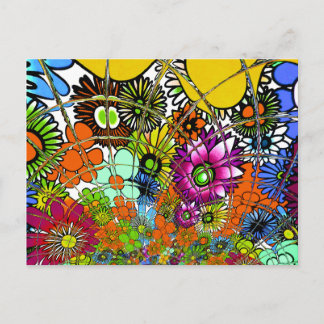 Latest Colorful Amazing Floral Pattern Design Art Postcard