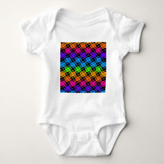 Latest Edgy Colorful Checkered Rainbow Pattern Baby Bodysuit