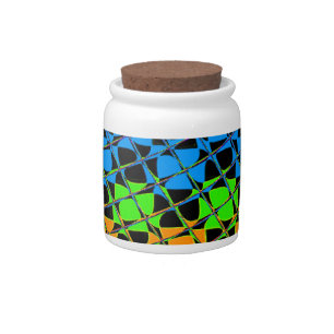 Latest Edgy Colorful Checkered Rainbow Pattern Candy Jar