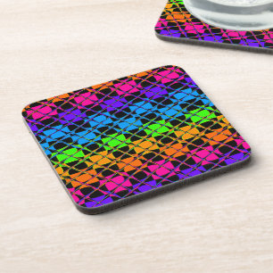 Latest Edgy Colorful Checkered Rainbow Pattern Coaster