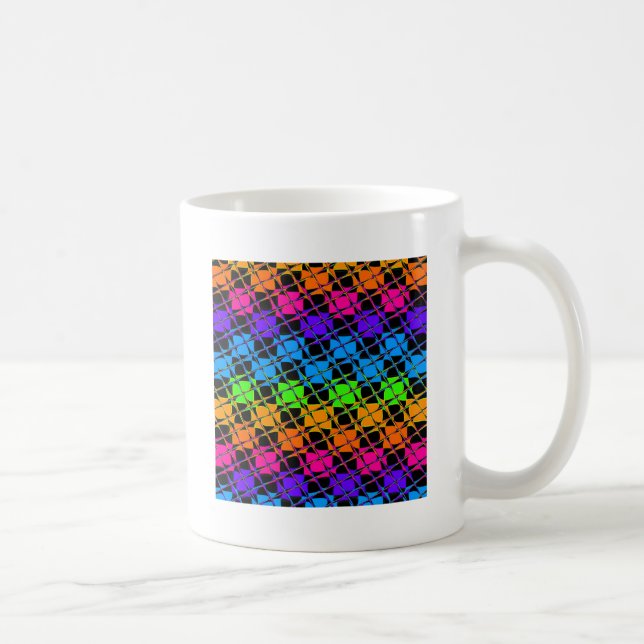 Latest Edgy Colorful Checkered Rainbow Pattern   Coffee Mug (Right)