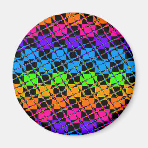 Latest Edgy Colorful Checkered Rainbow Pattern Magnet