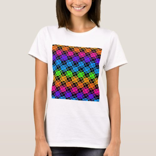 Latest Edgy Colorful Checkered Rainbow Pattern   T_Shirt