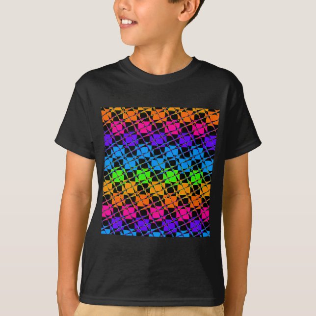 Latest Edgy Colorful Checkered Rainbow Pattern   T-Shirt (Front)