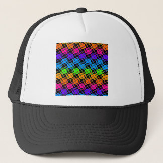 Latest Edgy Colorful Checkered Rainbow Pattern Trucker Hat