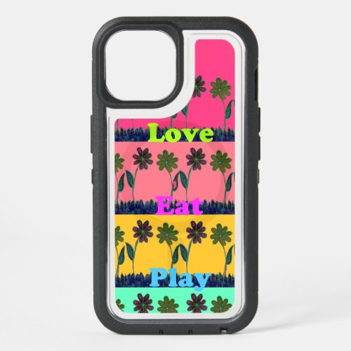 Latest Edgy Eat Love Play Text  floral  Design iPhone 15 Case