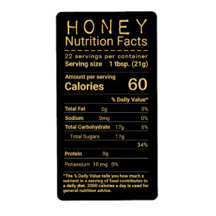 Latest FDA Compliant Honey Nutrition Facts Label