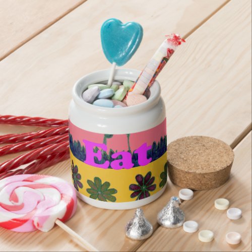Latest floral edgy eat love play design candy jar