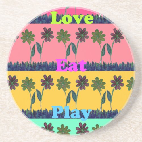Latest floral edgy eat love play design drink coaster