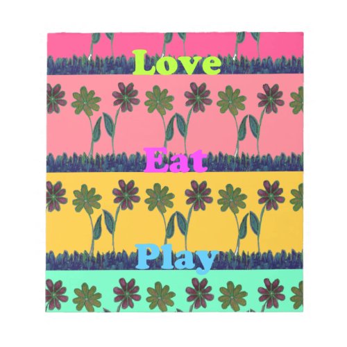 Latest floral edgy eat love play design notepad