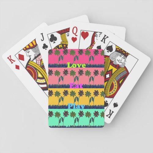 Latest floral edgy eat love play design poker cards