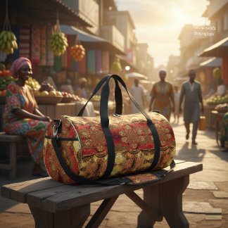 Latest Golden Red African Print Art Design Duffle Bag