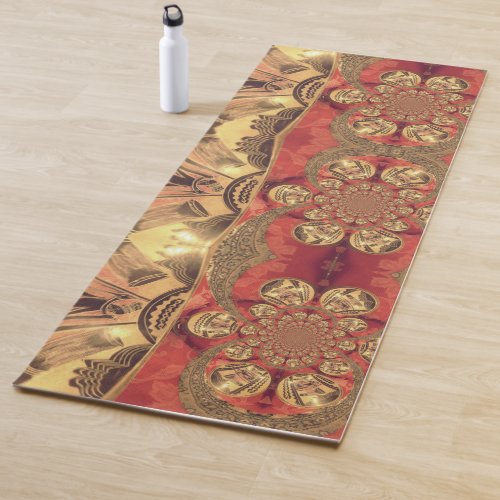 Latest Golden Red African Print Art Design Yoga Mat